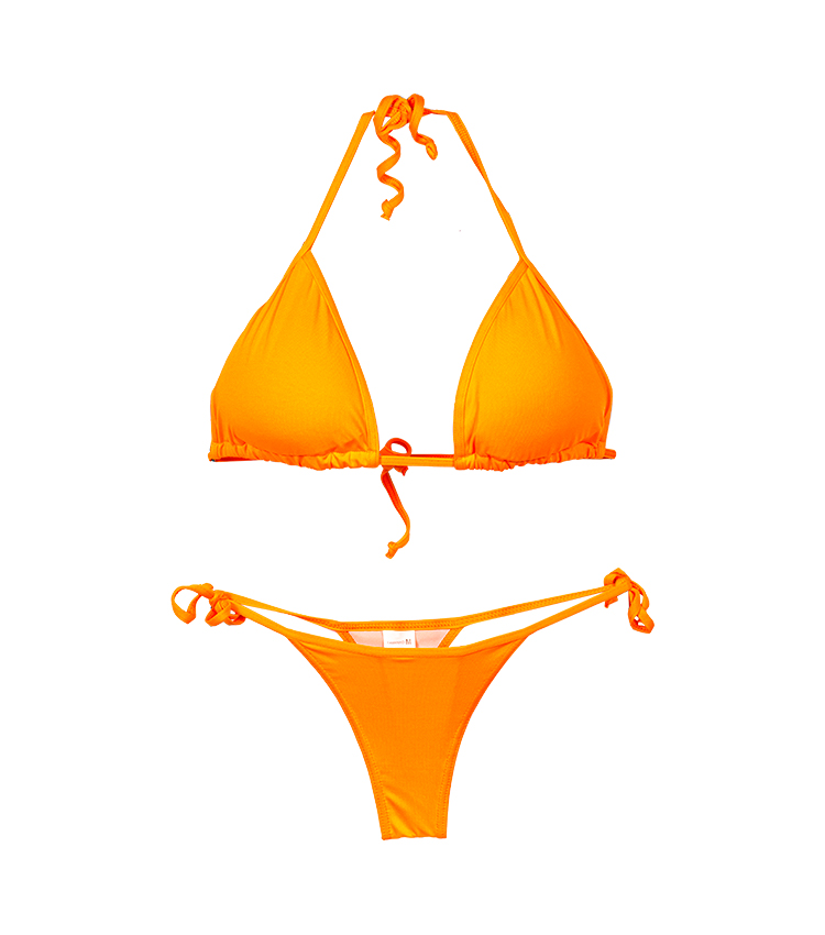 Orangefarbener, schlichter, klassischer zweiteiliger Bikini