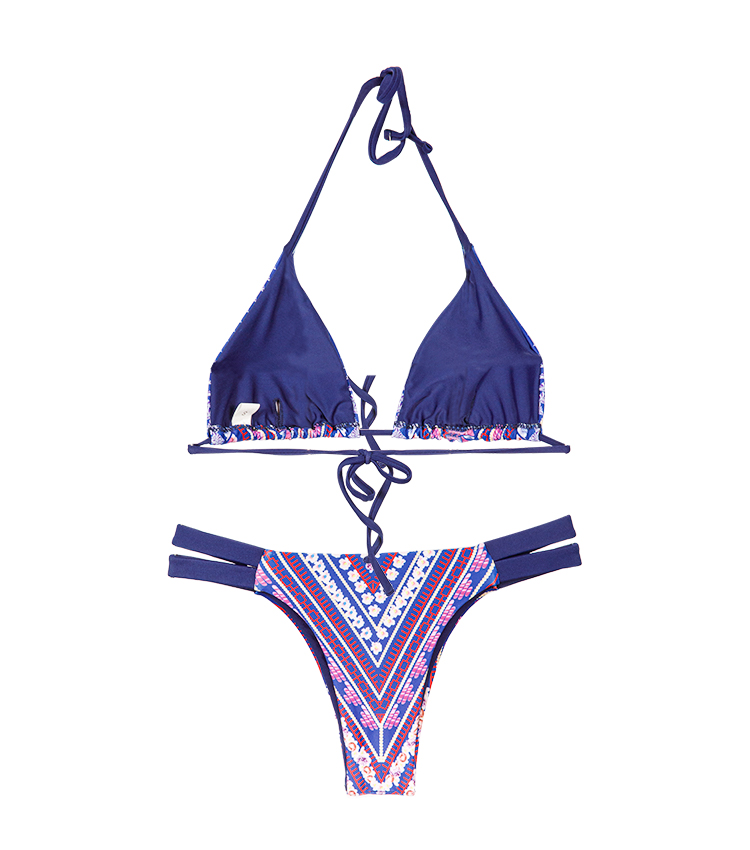 Neckholder-Bikini mit buntem Boho-Print