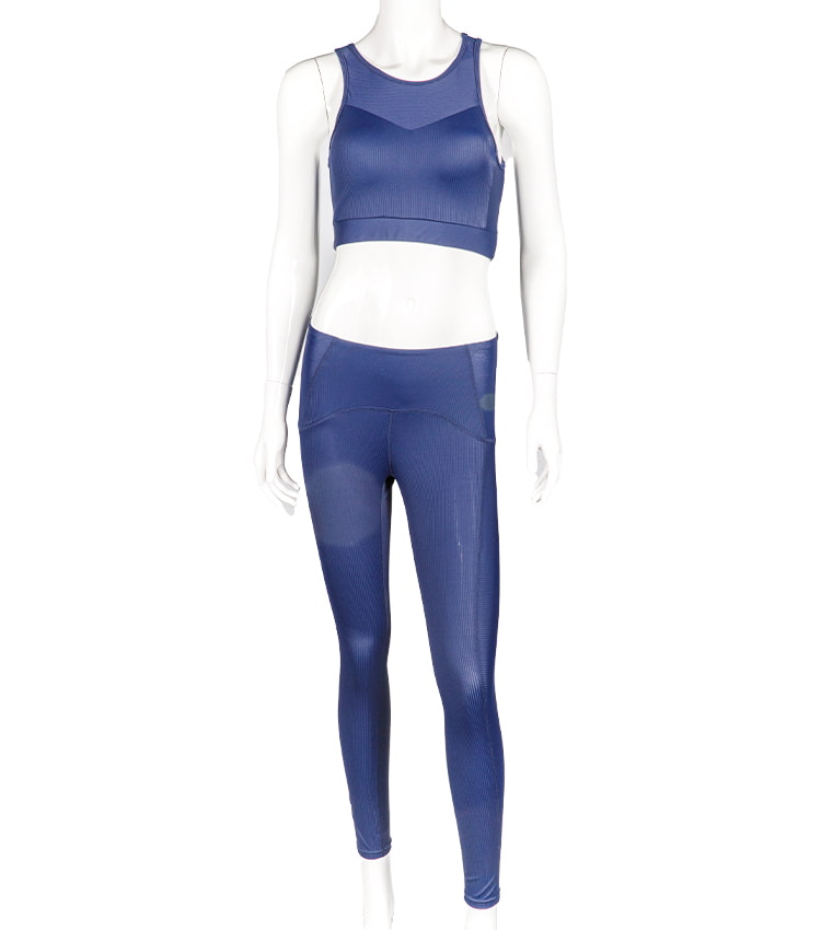 Einfarbiger zweiteiliger Sport-BH und eine Hose für das Fitnessstudio