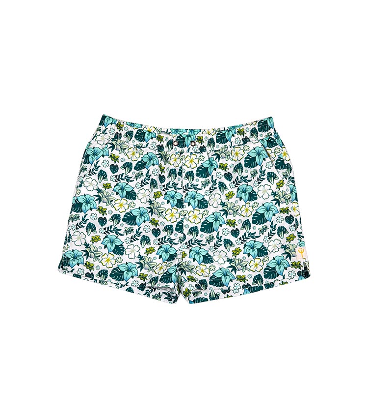 Saubere, blau bedruckte Strandhose